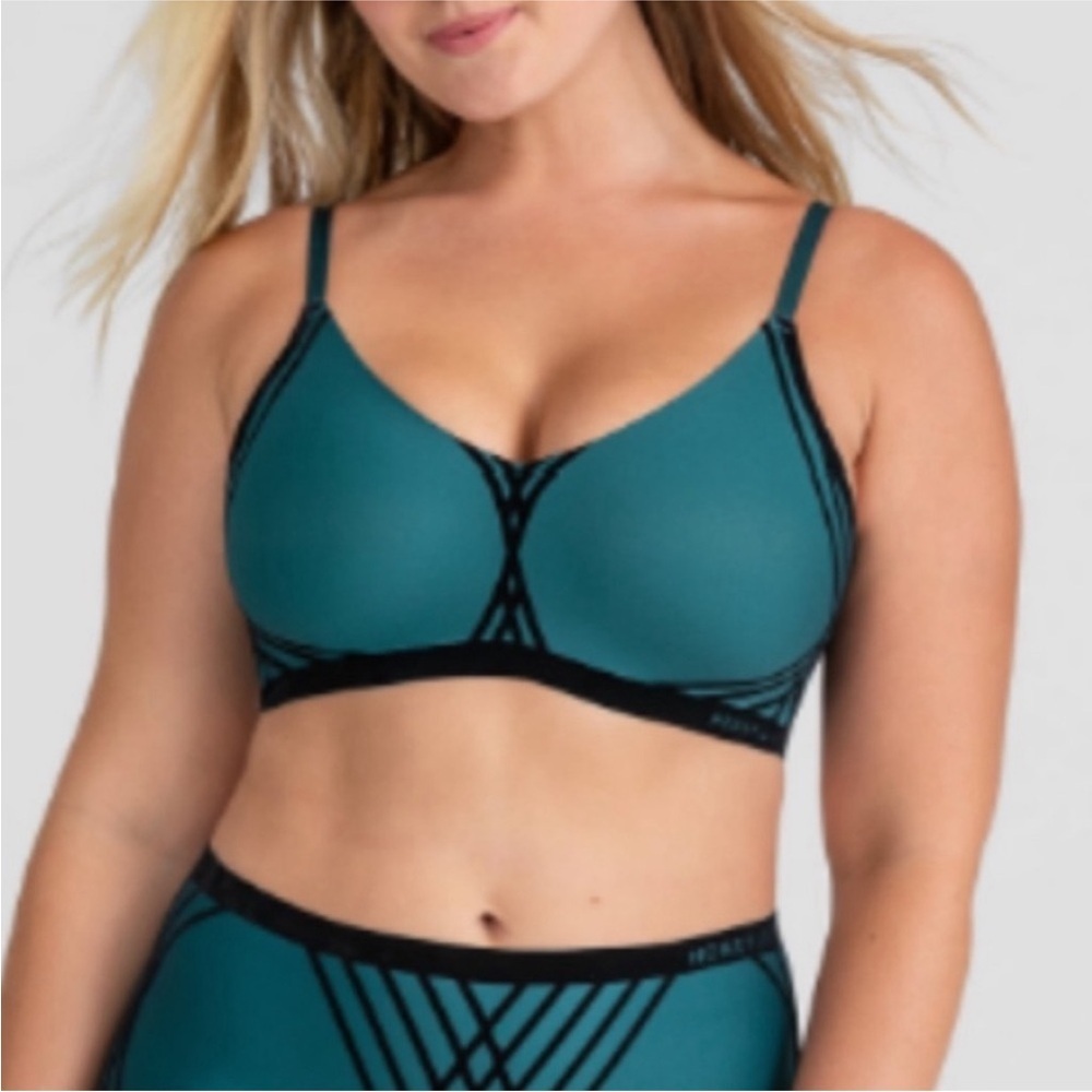 Honeylove Silhouette velvet piping bra XL